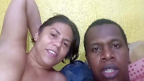 Ebony chick gets a big cock and cum in her mouth in casting