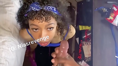 Big ass black girl with huge tits riding a large black dick