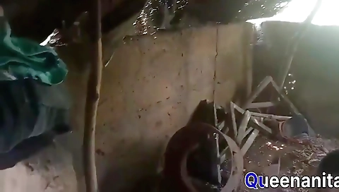 Busty ebony babe is fucking a guy in amateur video