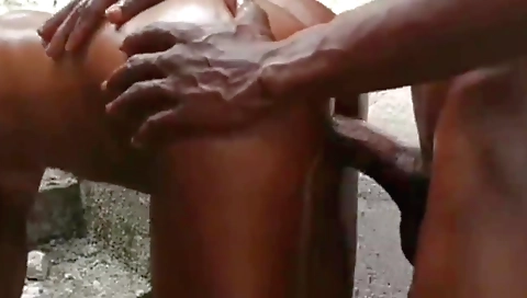 Ebony girl gets fucked by a black guy in amateur video