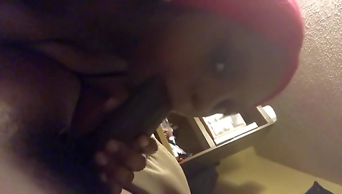 Amateur black girl sucks his fat dick and gets fucked