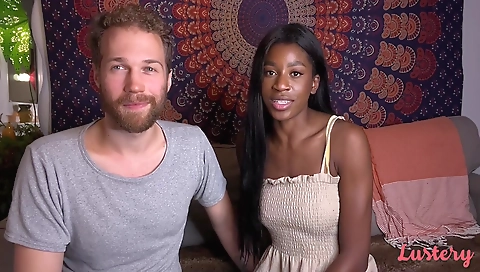 Black and blonde cunnilingus in homemade interracial video