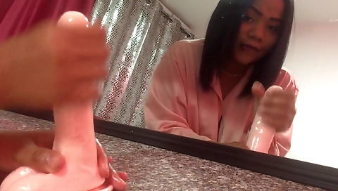 Sexy ebony girl in black stockings shows off her body