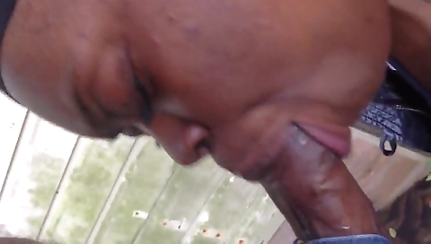 Big boobed ebony with a deepthroat makes hot blowjob