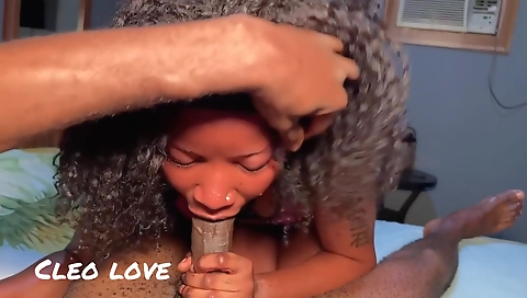 Ebony tattooed chick deepthroat anal sex with a hard cock