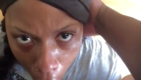 Ebony girl with a fat ass and a sexy body sucking a black cock