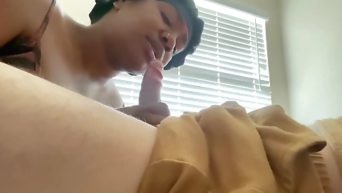 Ebony girl with big tits gets hard on her boyfriend