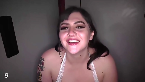 Ebony tattooed brunette gets a big dick in her mouth