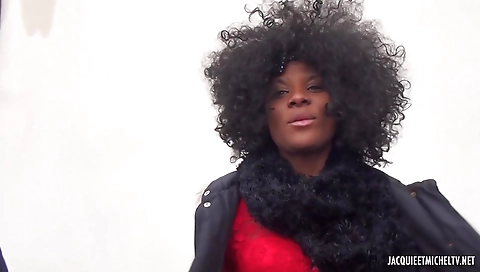 Ebony babe with black stockings getting fucked hard