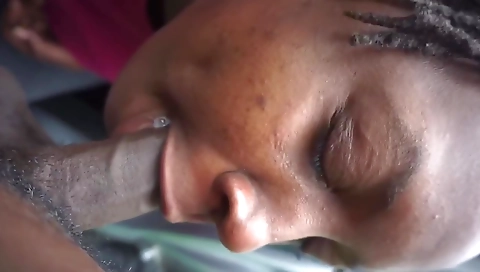 Ebony babe in deep throat and big cock pov video 2