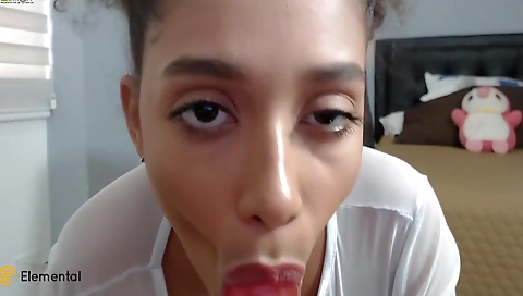 Emily Sucks A Dildo And Reveals Her Big Brown Tits