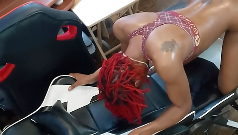 Big ass ebony with a tattooed head and booty is fucked