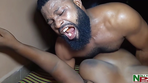 Ebony brunette with a large ass fucks in amateur video