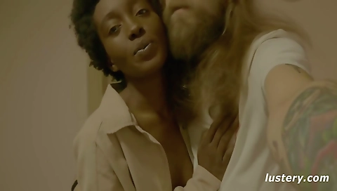 Ebony whore plays with a toy and gets her anal filled