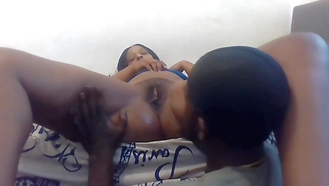 Webcam brunette video with a hot black girl and her man