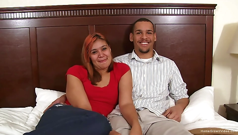 Busty ebony chick gets cumshot on her ass after a blowjob