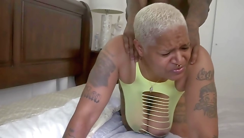 My blonde hottie is getting fucked by a muscular man