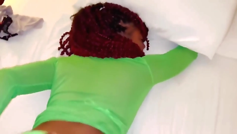 Ebony babe gets fucked on the river by a muscular stepdad