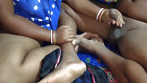 Indian hottie in a black dress is getting a handjob