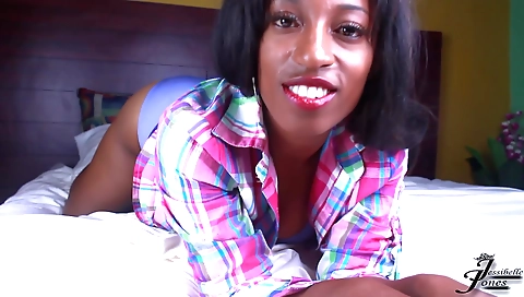 Ebony woman with small ass and big boobs handjob and wanking