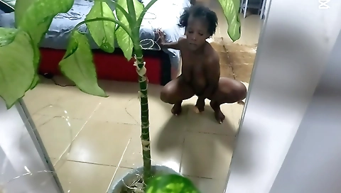 Ebony brunette with a huge ass shows off in hd porn video